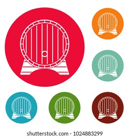 Beer barrel icons circle set vector isolated on white background