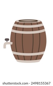 Beer Barrel Illustration. Traditional Oktoberfest Symbol.