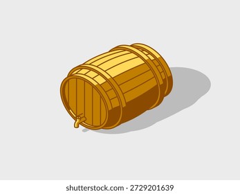 Barril de cerveza Ilustración vectorial isométrica con sombra