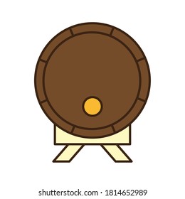 Beer barrel line and fill style icon design, Pub alcohol bar brewery drink ale and lager theme Vector illustration