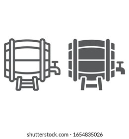 Beer barrel line and glyph icon, st patrick s day and alcohol, wine barrel sign, vector graphics, a linear pattern on a white background, eps 10