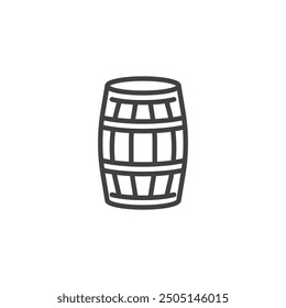 Beer Barrel line icon. linear style sign for mobile concept and web design. Wooden beer barrel outline vector icon. Pub symbol, logo illustration. Vector graphics