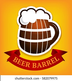 Beer barrel logo label design vector sign