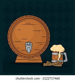 beer barrel and mug illustration design