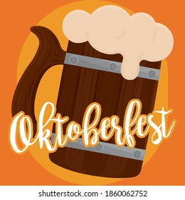 beer barrel oktoberfest orange poster fullcolor poster logo icon- Vector