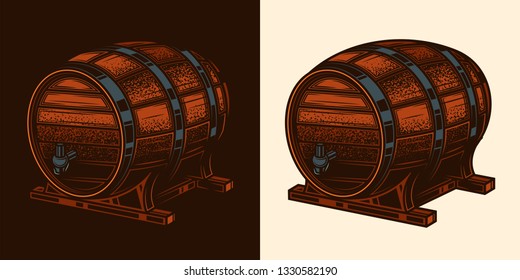 Beer barrel. Original vector illustration in vintage style. Design element.