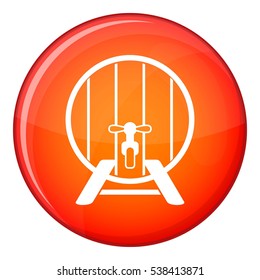 Beer barrel in pub icon in red circle isolated on white background vector illustration