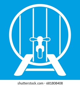 Beer barrel in pub icon white isolated on blue background vector illustration
