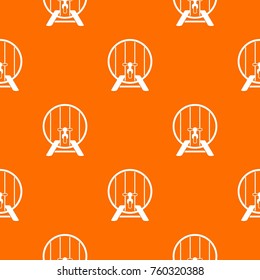 Beer barrel in pub pattern repeat seamless in orange color for any design. Vector geometric illustration