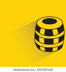beer barrel with shadow on yellow background