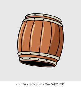 Beer barrel simple isolated cartoon illustration with a light background