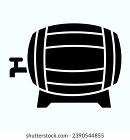 Beer Barrel solid icon. Wood tube with tap vector illustration isolated on white. Cask for beer or wine glyph style design, designed for web and app. Eps 10