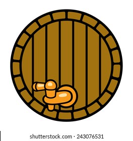 beer barrel with a tap - vector illustration for design labels