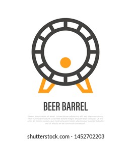 Beer barrel thin line icon. Symbol of brewery. Vector illustration.
