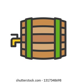 Beer barrel vector, Feast of Saint Patrick filled style icon editable outline