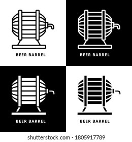 Beer Barrel Vector Illustration. Pub Vintage Logo Icon Design Line And Glyph Style