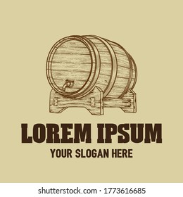 beer barrel vintage hand drawn