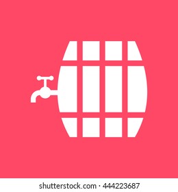 Beer Barrel white icon on magenta color background. Eps-10.