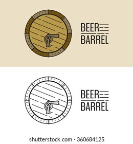 Beer barrel. Wooden beer barrel logo