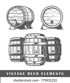 Beer barrels isolated on white background. Design elements. Vector illustration