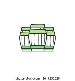 Beer barrels line style icon design, Pub alcohol bar brewery drink ale and lager theme Vector illustration