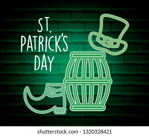 beer barrels saint patricks day neon label