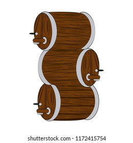 Beer barrels stacked