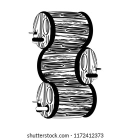 Beer barrels stacked in black and white