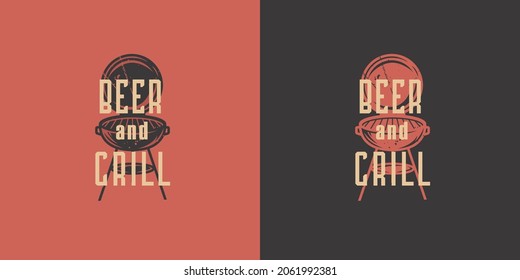 Beer BBQ design for beer party. Original brew design with barbeque maker for print