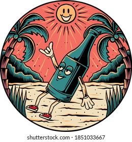 beer in beach character design vector 