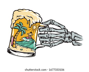 Beer and beach vector illustration
