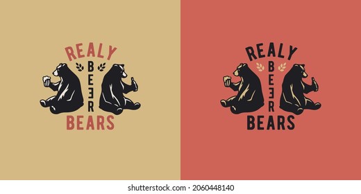 Beer bear for bar. Original brew design with bears for craft beer, pab or brewery