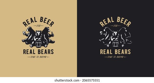 Beer bear for bar. Original brew design with bears for craft beer, pab or brewery