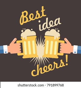 Beer. Best idea. Dark background, flat design, isolated, vector.