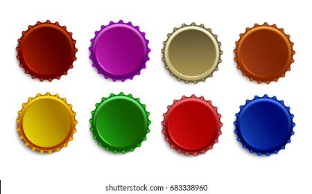 Beer. Beverages. Bottle caps. Set.