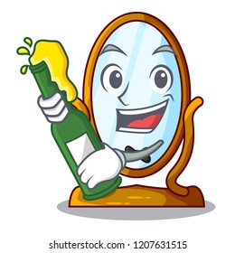 With beer big dressing mirror isolated on mascot