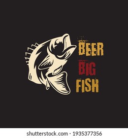 Beer Big Fish T-Shirt Design, Fishing T-shirt Design