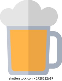Beer in a big glass, illustration, vector on white background.