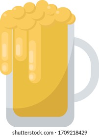 Beer in big mug, illustration, vector on white background