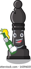 With beer bishop chess in the cartoon shape