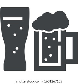
beer black on white background