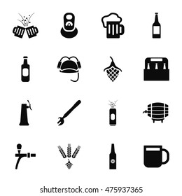 Beer black simple icon set on background