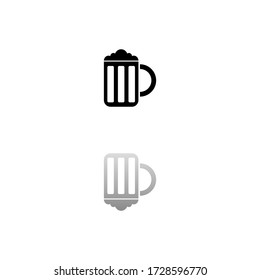 Beer. Black symbol on white background. Simple illustration. Flat Vector Icon. Mirror Reflection Shadow. Can be used in logo, web, mobile and UI UX project