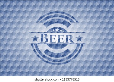 Beer blue badge with geometric pattern.