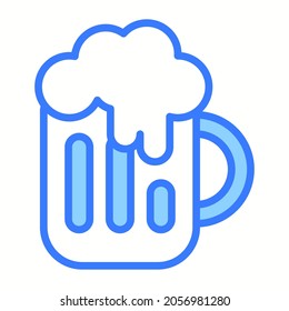 beer blue outline icon, Merry Christmas and Happy New Year icons for web and mobile design.