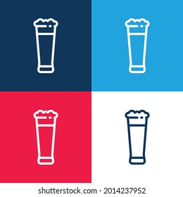 Beer blue and red four color minimal icon set
