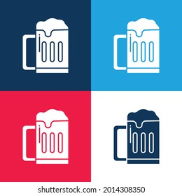 Beer blue and red four color minimal icon set