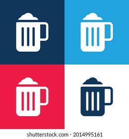 Beer blue and red four color minimal icon set
