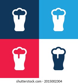 Beer blue and red four color minimal icon set