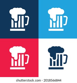 Beer blue and red four color minimal icon set